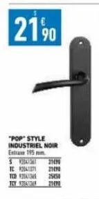 "pop" style industriel noir entraxe 195 mm  2100 12 92041271 21090 tcd 24134 25450 tisy 42043  21494 