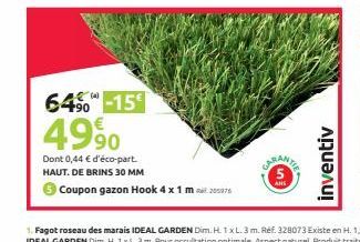 64-15  4990  Dont 0,44 € d'éco-part. HAUT. DE BRINS 30 MM  Coupon gazon Hook 4 x 1 m 2007  CAMANTRA  inventiv 