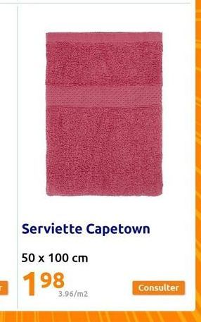 Serviette Capetown  50 x 100 cm  198  3.96/m2  Consulter 
