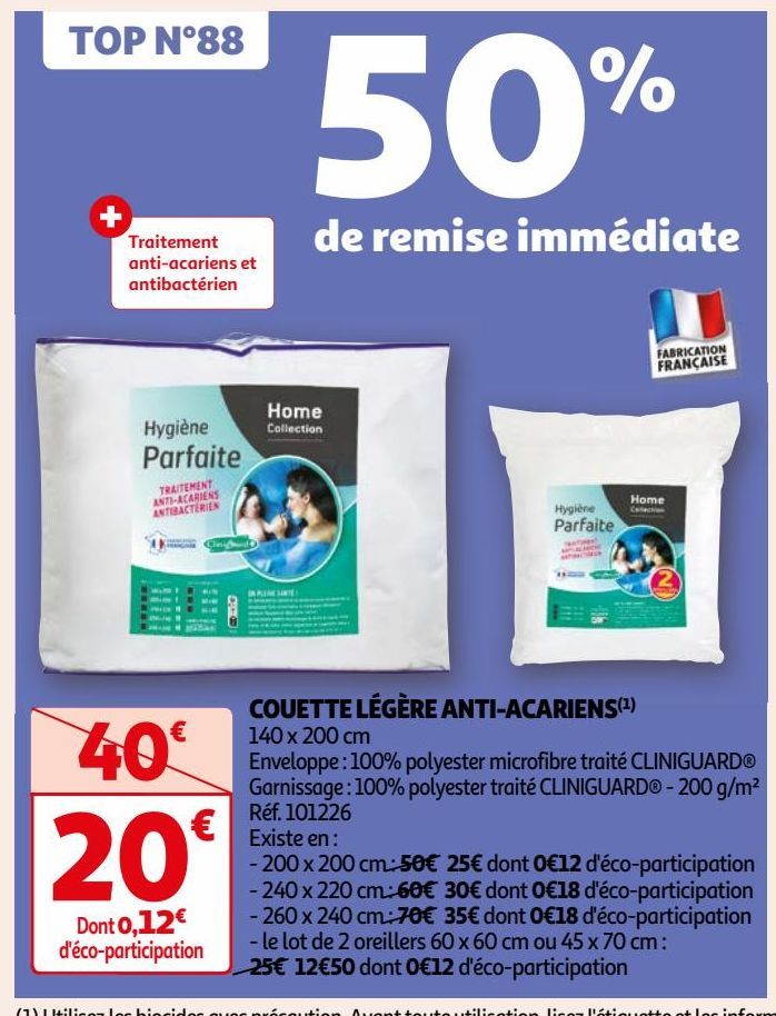 COUETTE LÉGÈRE ANTI-ACARIENS