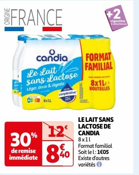 LE LAIT SANS LACTOSE DE CANDIA