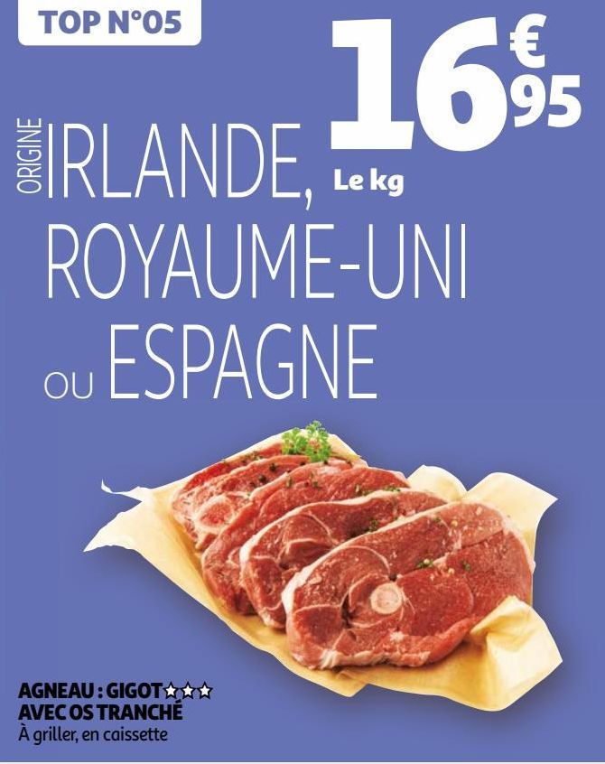 AGNEAU : GIGOT AVEC OS TRANCHÉ