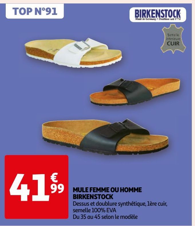 MULE FEMME OU HOMME BIRKENSTOCK