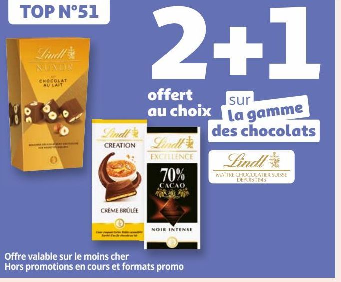 La gamme des chocolats Lindt