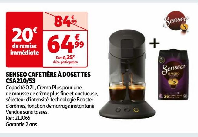 SENSEO CAFETIÈRE À DOSETTES CSA210/53