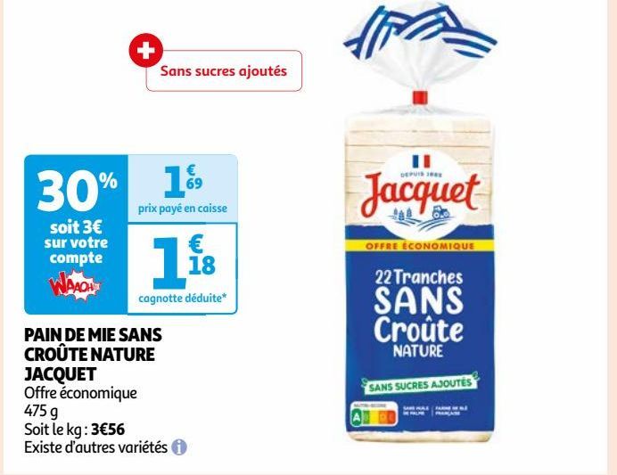 PAIN DE MIE SANS CROÛTE NATURE JACQUET