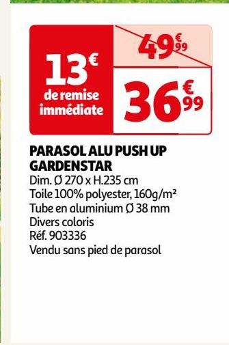  PARASOL ALU PUSH UP GARDENSTAR