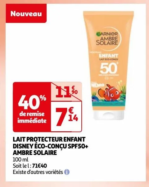 lait protecteur enfant disney éco-conçu spf50+ ambre solaire