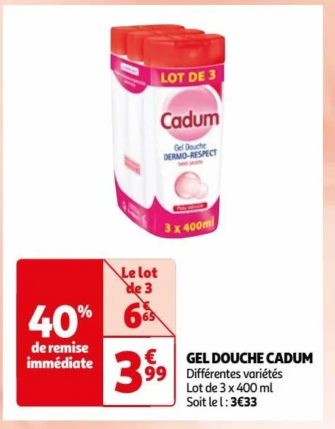 gel douche cadum 