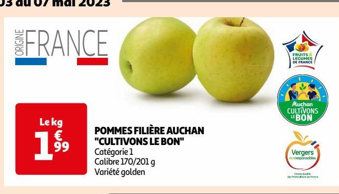 POMMES FILIERE AUCHAN "CULTIVONS LE BON"