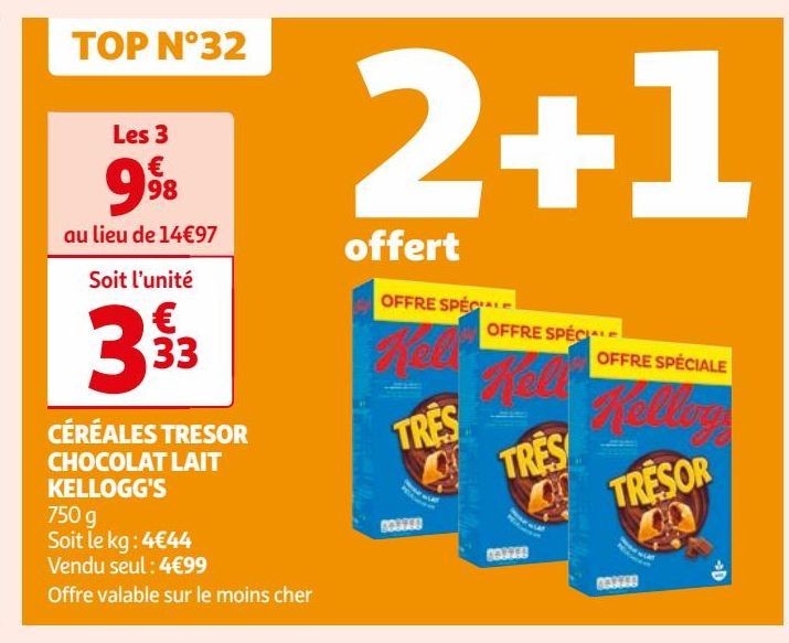 CÉRÉALES TRESOR CHOCOLAT LAIT KELLOGG'S