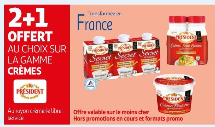 SUR LA GAMME CRÈMES PRESIDENT