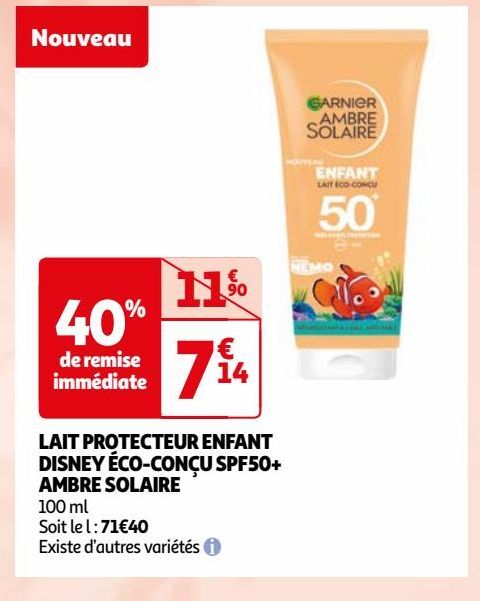 LAIT PROTECTEUR ENFANT DISNEY ÉCO-CONÇU SPF50+ AMBRE SOLAIRE