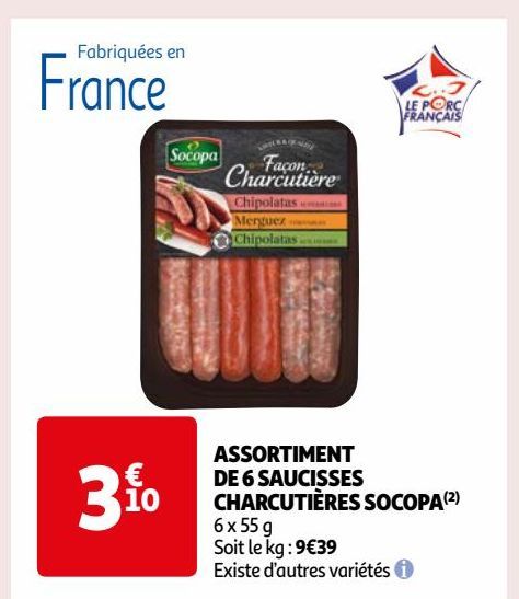 ASSORTIMENT DE 6 SAUCISSES CHARCUTIÈRES SOCOPA