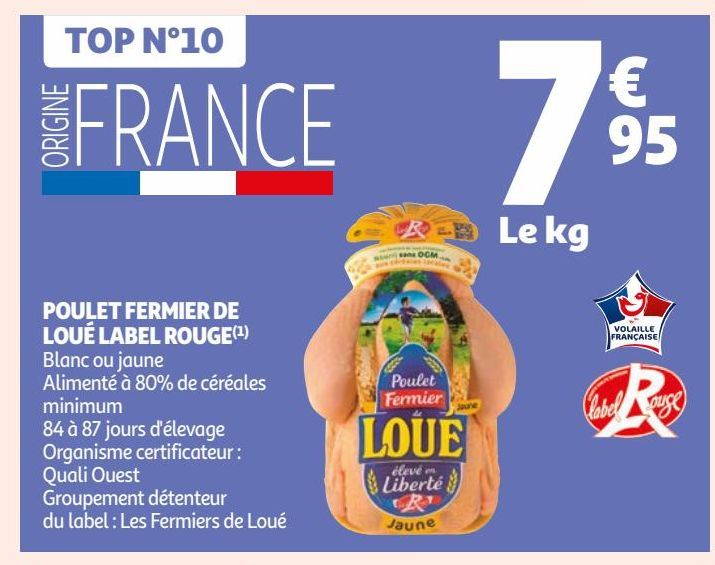 POULET FERMIER DE LOUÉ LABEL ROUGE