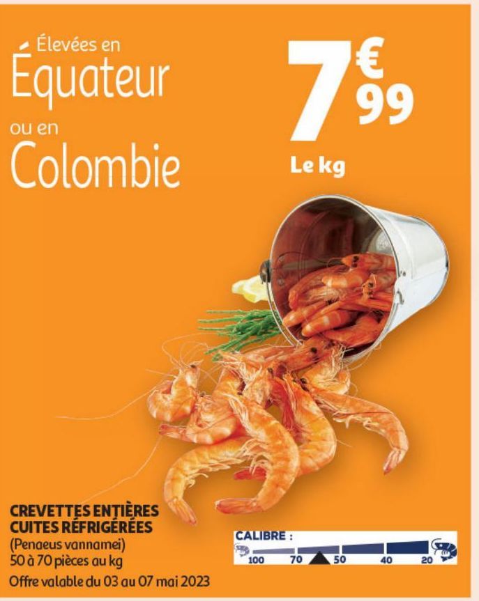 CREVETTES ENTIÈRES CUITES RÉFRIGÉRÉES