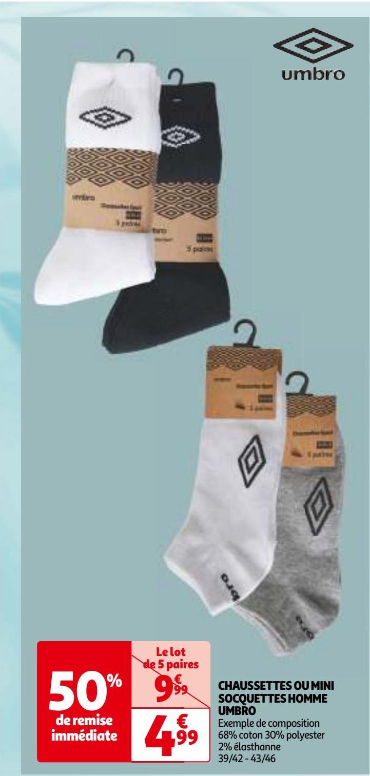 CHAUSSETTES OU MINI  SOCQUETTES HOMME  UMBRO