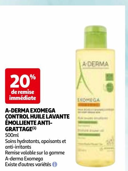 A-DERMA EXOMEGA CONTROL HUILE LAVANTE  ÉMOLLIENTE ANTI-GRATTAGE