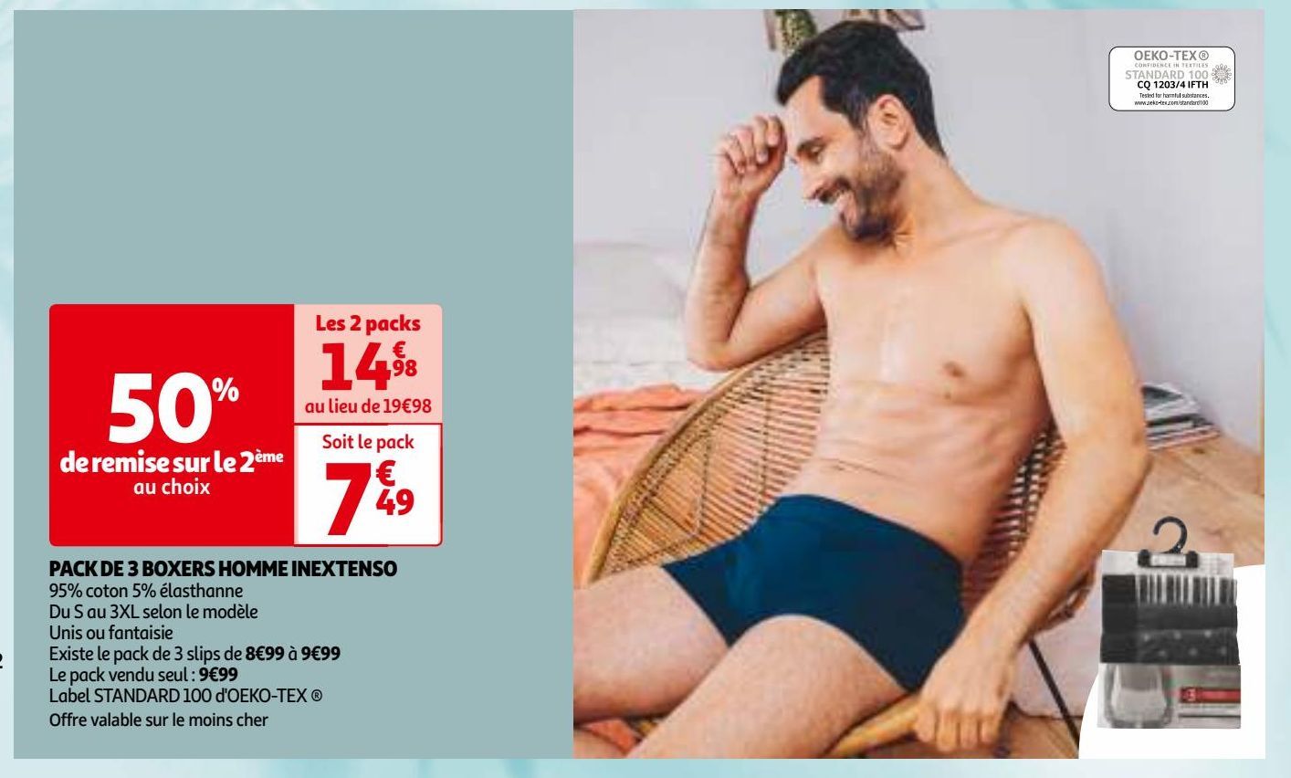  PACK DE 3 BOXERS HOMME INEXTENSO