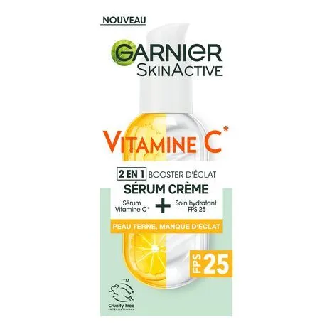 2 en 1 booster d'éclat sérum crème  vitamine c garnier skin active