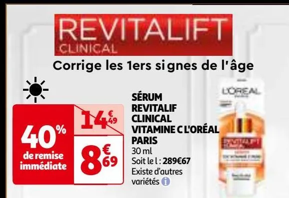 sérum  revitalif  clinical  vitamine c l'oréal  paris