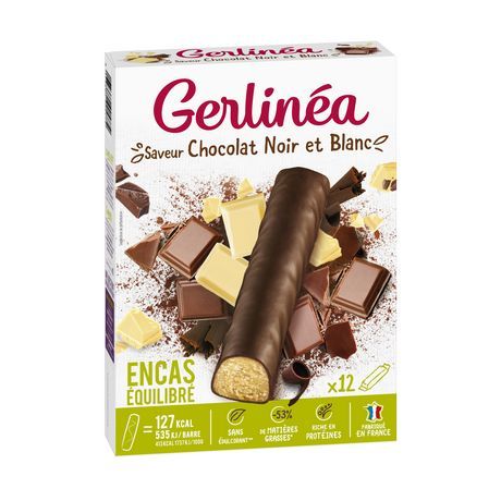 BARRE ENCAS  ÉQUILIBRÉE  CHOCOLAT  NOIR ET BLANC  GERLINÉA