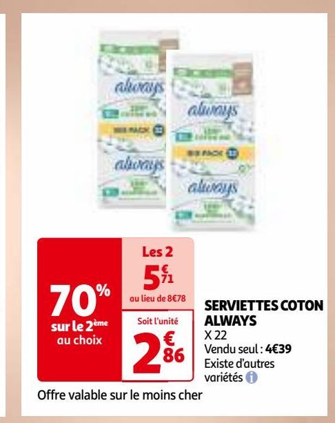 SERVIETTES COTON  ALWAYS