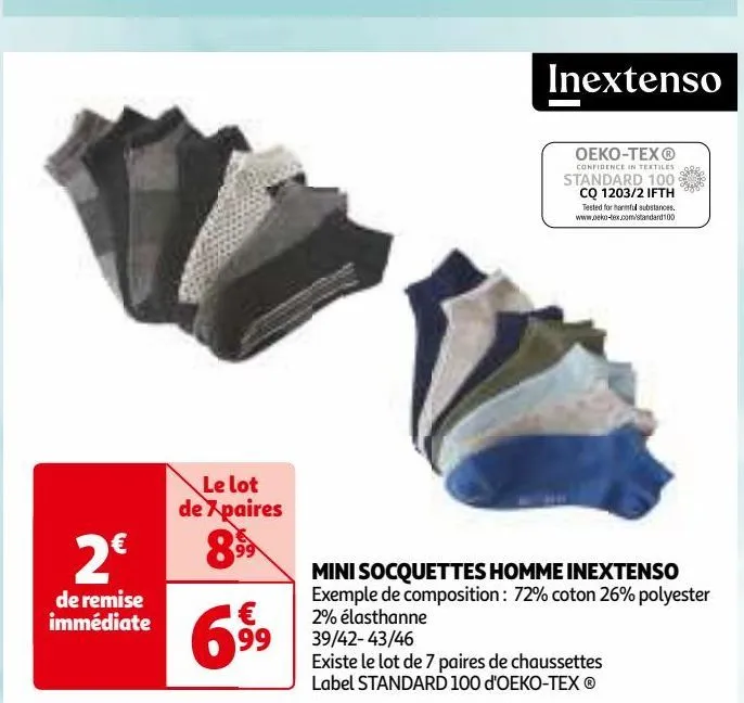  mini socquettes homme inextenso