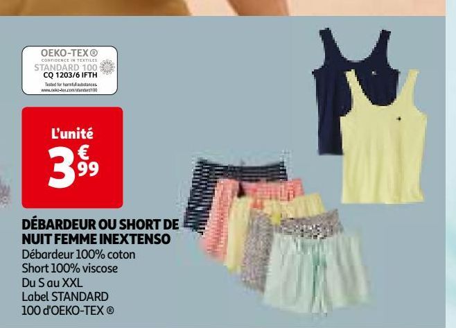  DÉBARDEUR OU SHORT DE  NUIT FEMME INEXTENSO