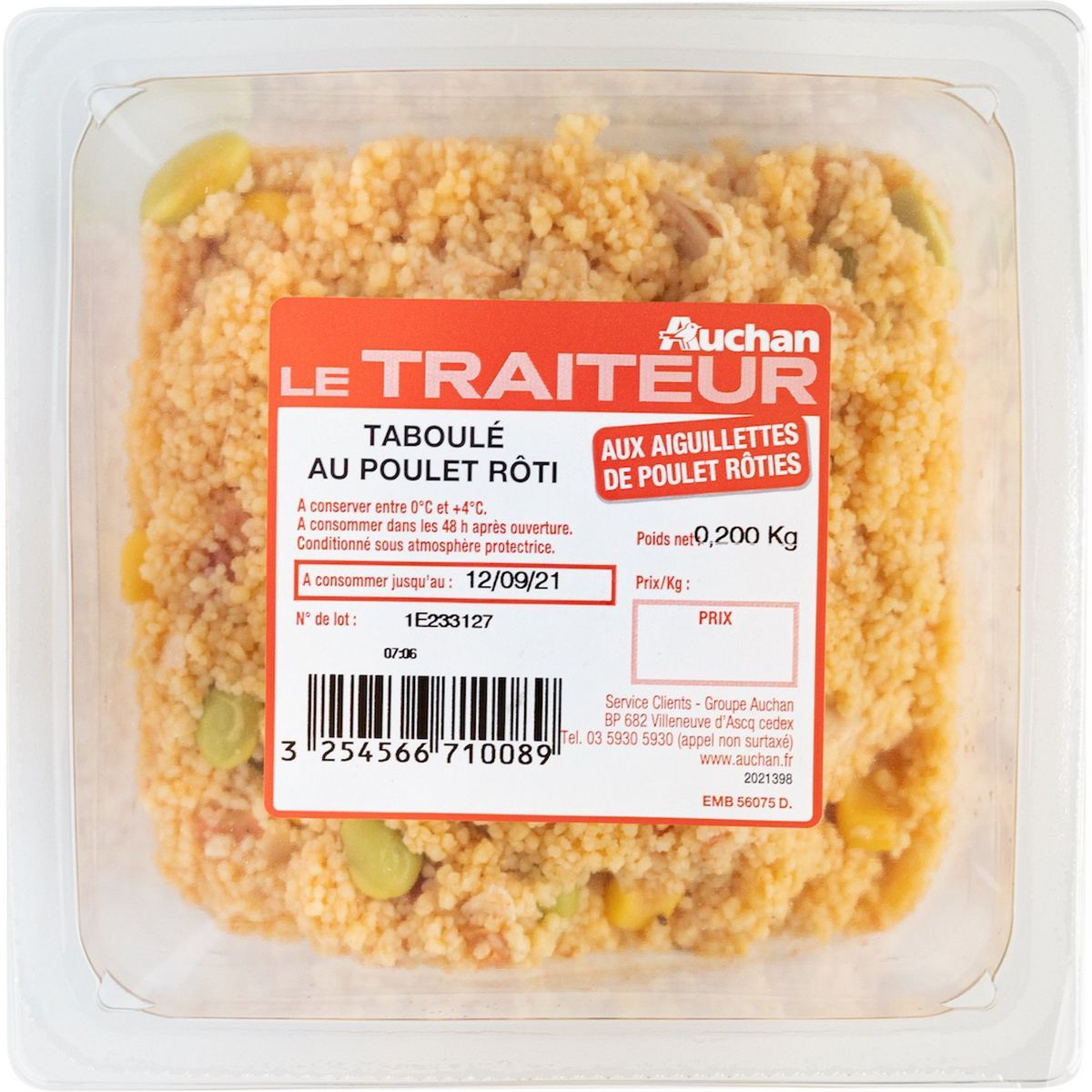 TABOULÉ DE POULET RÔTI AUCHAN LE TRAITEUR