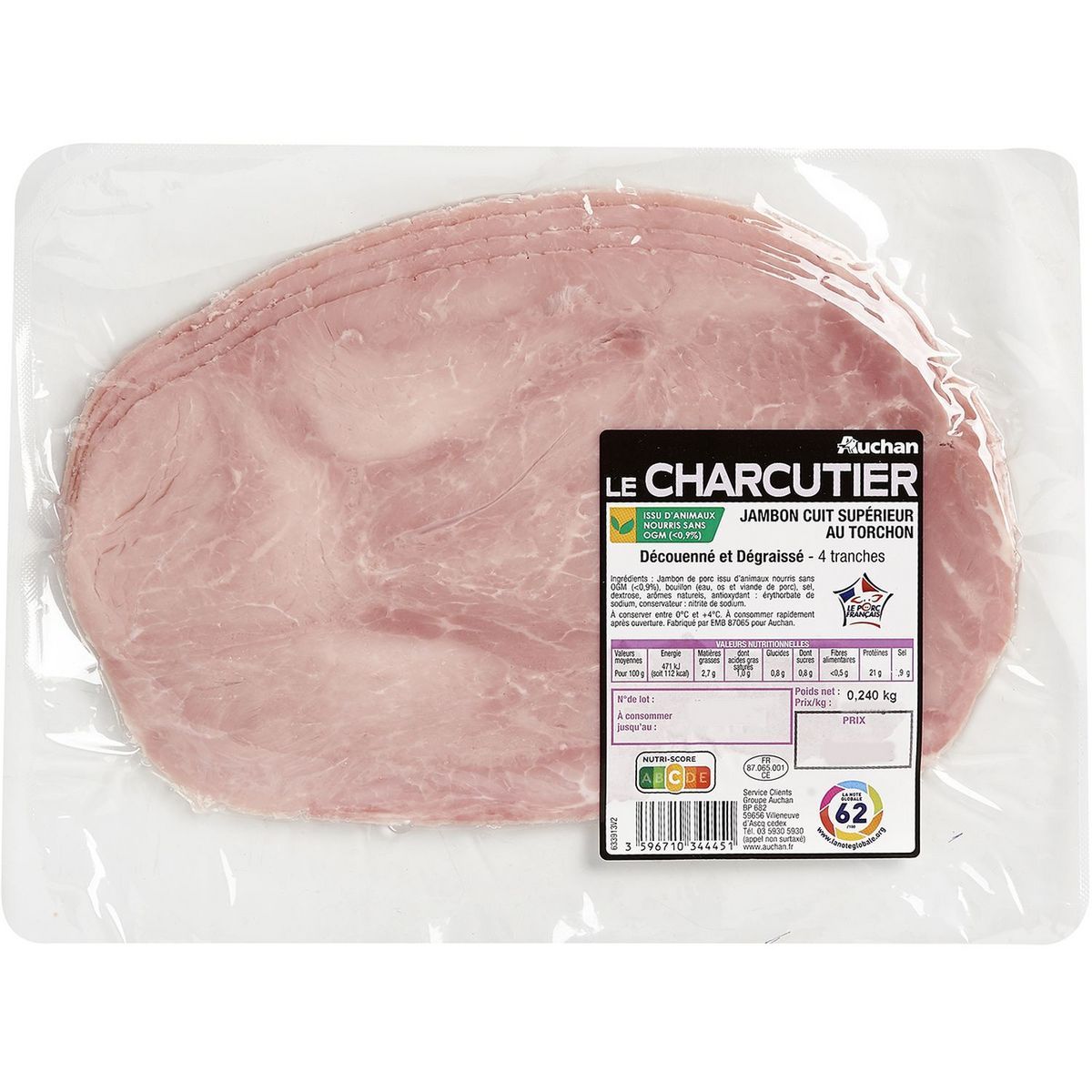 JAMBON CUIT SUPÉRIEUR AUCHAN LE CHARCUTIER