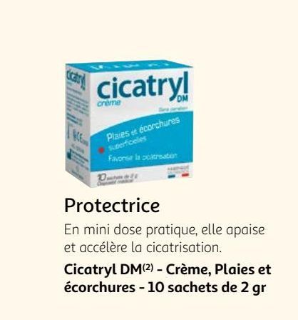 Protectrice Cicatryl DM(2) - Crème, Plaies et écorchures - 10 sachets de 2 gr