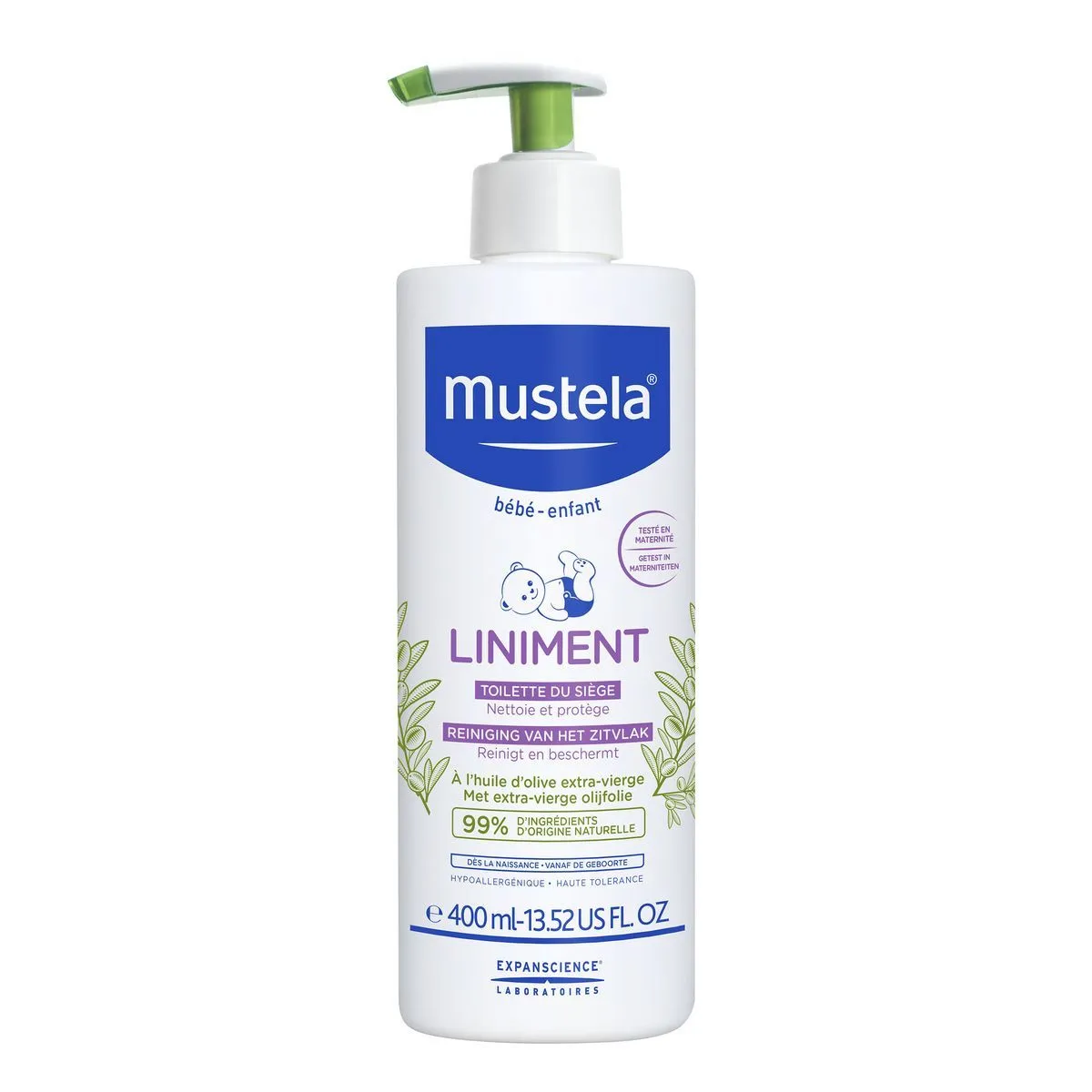 mustela liniment à l'huile d'olive extra vierge flacon pompe