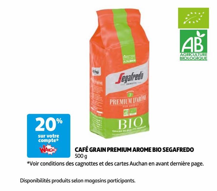 CAFÉ GRAIN PREMIUM AROME BIO SEGAFREDO