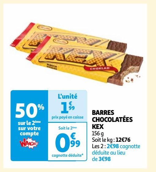 BARRES CHOCOLATÉES KEX 