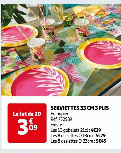 SERVIETTES 33 CM 3 PLIS