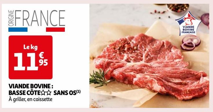 VIANDE BOVINE : BASSE CÔTE SANS OS