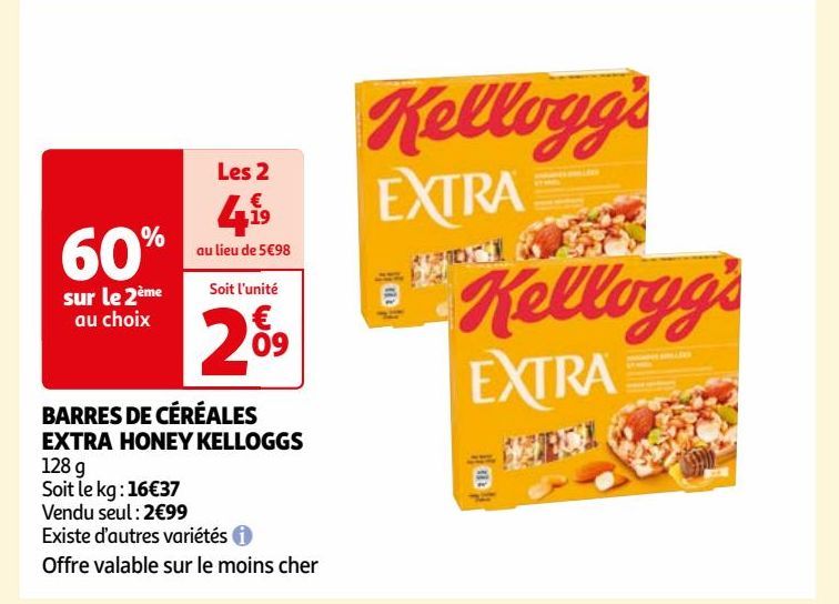 BARRES DE CÉRÉALES EXTRA HONEY KELLOGGS