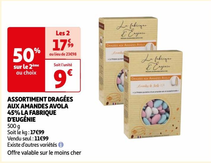 ASSORTIMENT DRAGÉES AUX AMANDES AVOLA 45% LA FABRIQUE D'EUGÉNIE