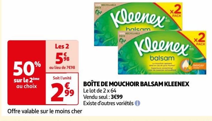 BOÎTE DE MOUCHOIR BALSAM KLEENEX