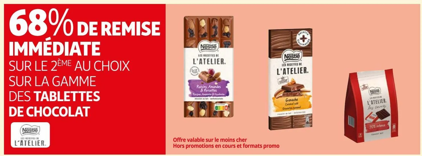 sur la gamme des tablettes de chocolat l'atelier