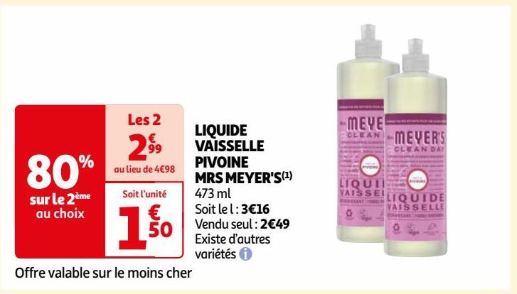 LIQUIDE VAISSELLE PIVOINE MRS MEYER'S