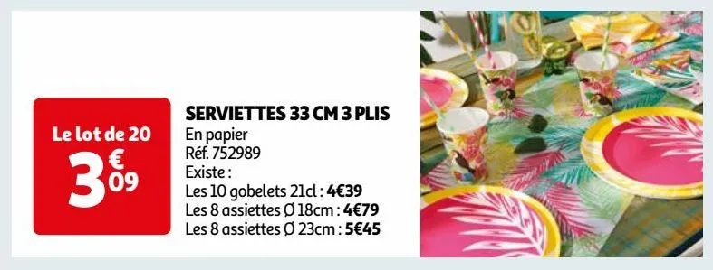 serviettes 33 cm 3 plis