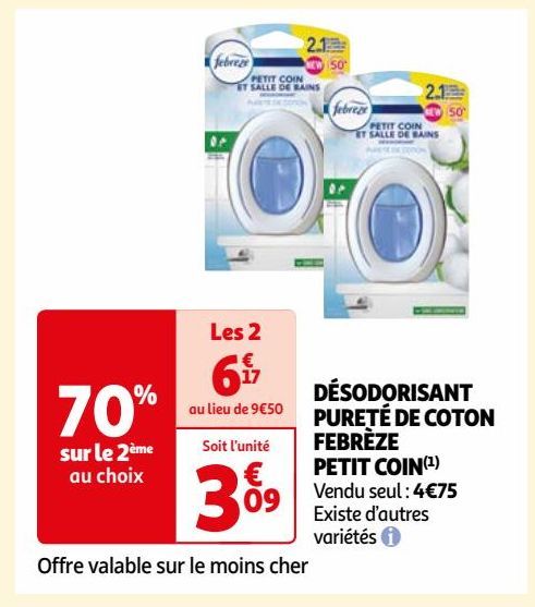 DÉSODORISANT PURETÉ DE COTON FEBRÈZE PETIT COIN