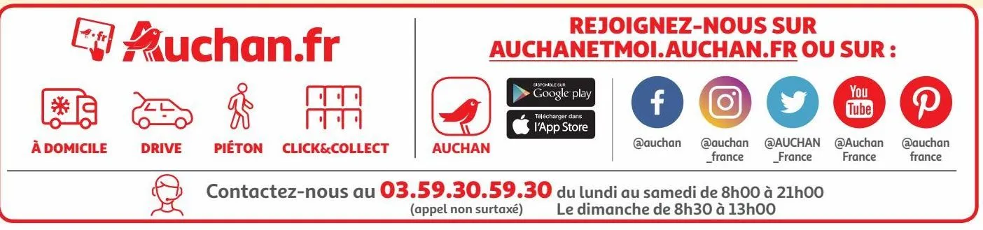 rejoignez-nous sur auchanetmoi.auchan.fr ou sur :