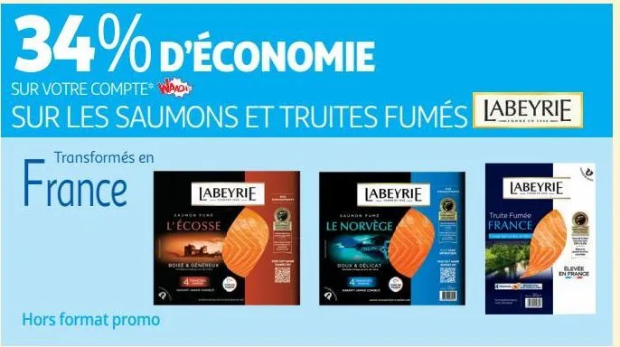 sur les saumons et truites fumé labeyrie