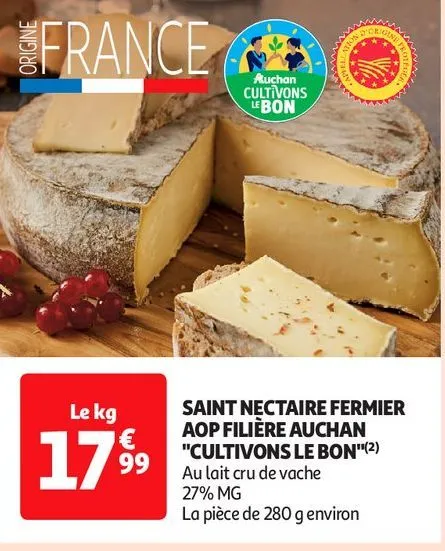 saint nectaire fermier aop filière auchan ¨cultivons le bon¨