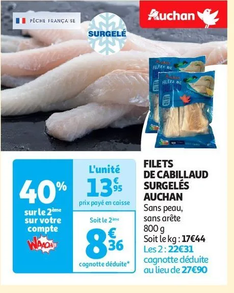 filets de cabillaud surgelés auchan