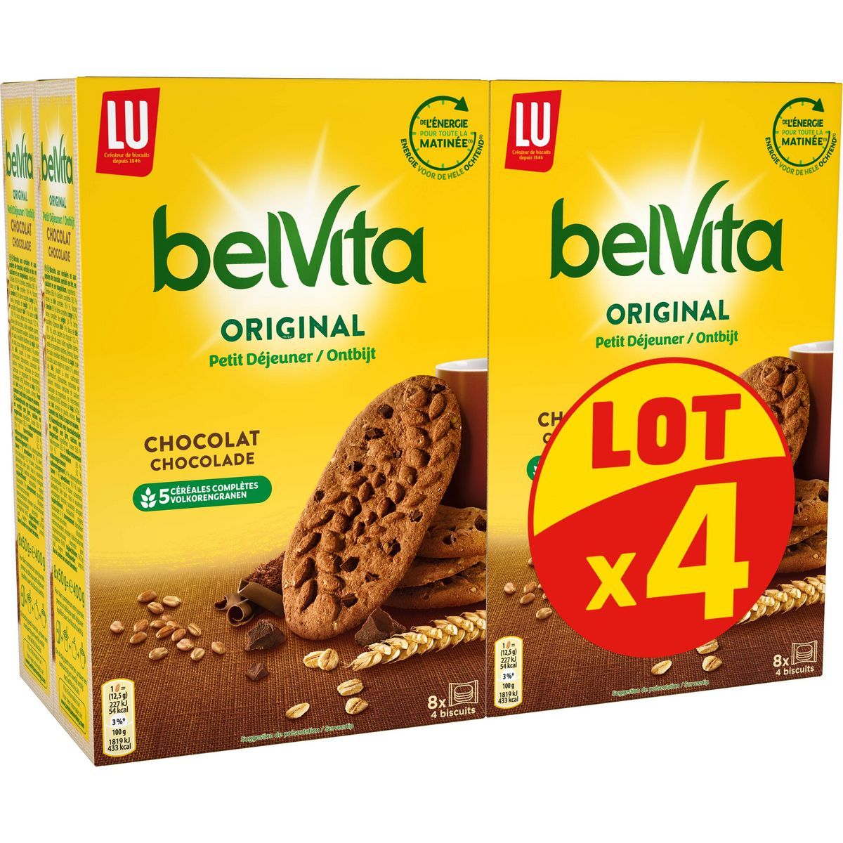 BISCUITS PETIT DEJEUNER AU CHOCOLAT BELVITA LU