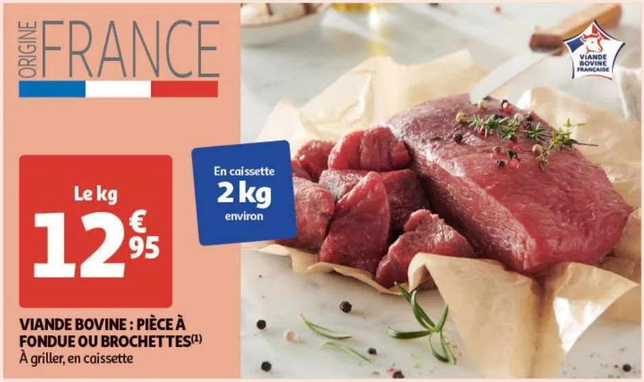 viande bovine: piece a fondue ou brochettes